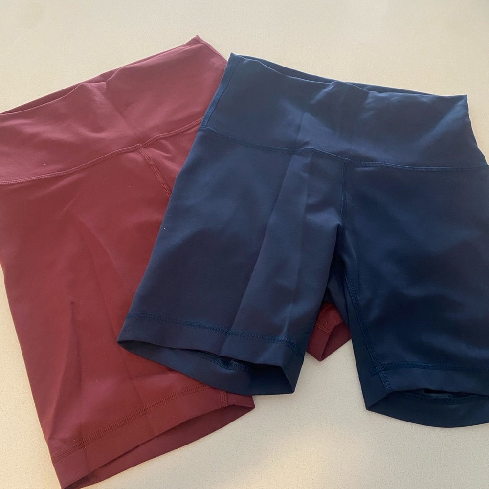 2 pair lululemon winder train shorts size 6